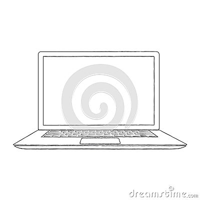 Hand-drawn outlined laptop vector illustration Vector Illustration