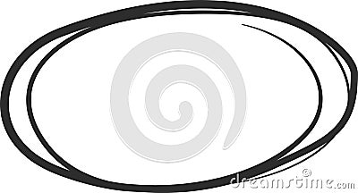 Hand drawn oval shape featuring double black lines creates a stylish frame for text or images, emphasizing key points Vector Illustration