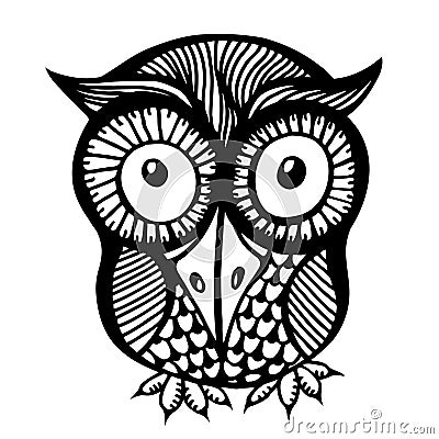 Hand drawn owl illustration. Vector Illustration