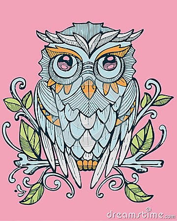 Hand drawn owl Vector Illustration