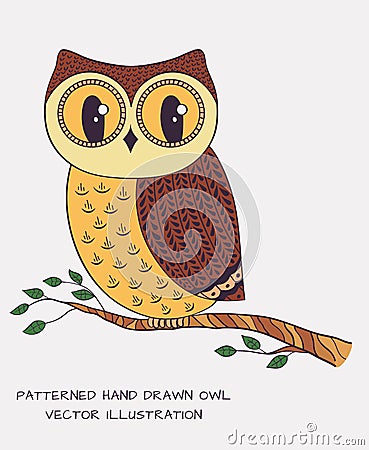 Hand drawn owl. Vector illustration. Vector Illustration