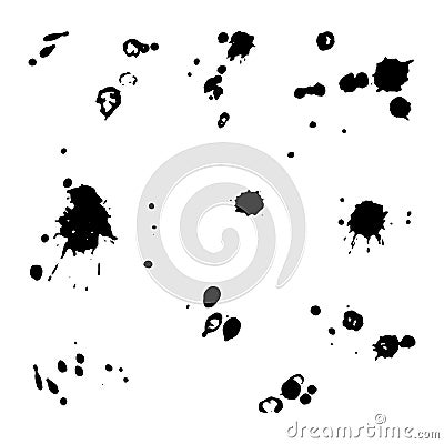 Hand drawn paint grunge brush drops and splashes. Hand sketched Cartoon Illustration