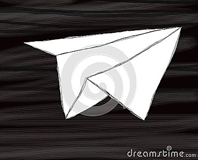 Hand drawn paper airplaine on an irregular black and grey background Stock Photo