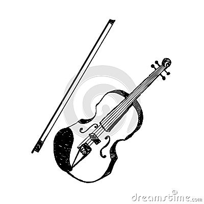Hand drawn party icon with textured violin vector illustration Vector Illustration