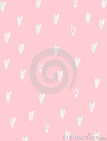 Vector hand drawn pattern with doodle hearts Stock Photo