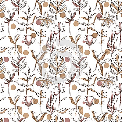 Hand drawn pattern sketch style Wild flowers . Line nature style,Drawing flora,hand drawn botany Cartoon Illustration