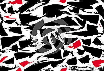 Hand drawn pattern texture repeating seamless black red and white spots. Paint smears. vector. Stylish fashion doodle Vector Illustration