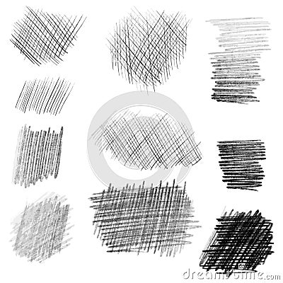 Hand drawn pencil texture set, different shapes Cartoon Illustration