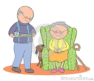 Elderly Living Vector Illustration