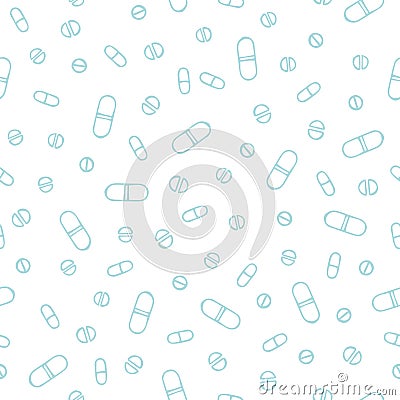 Hand drawn pills seamless pattern Vector Illustration