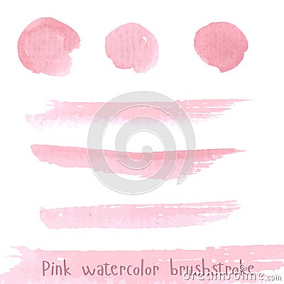 Hand drawn pink paint brushstroke watercolor Vector Illustration