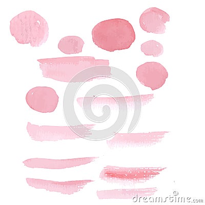 Hand drawn pink paint brushstroke watercolor Vector Illustration