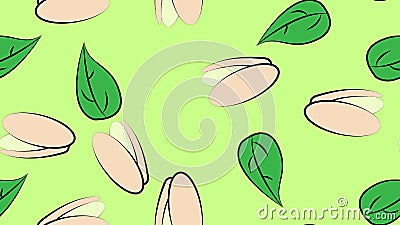 Hand drawn pistachios seamless vector illustration, black ink drawing sketch pattern on white background Vector Illustration