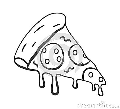 Hand Drawn Pizza Piece Vector Illustration