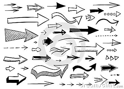 Hand drawn pointing arrows set Vector Illustration