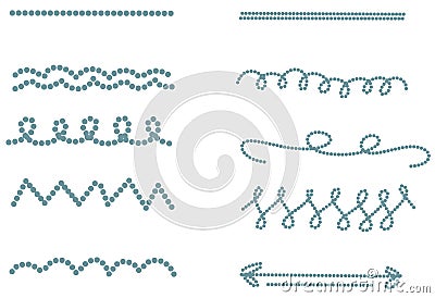 Hand drawn points lines set blue Stock Photo