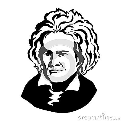 Ludwig van Beethoven.Vector portrait of Mark Twain Vector Illustration