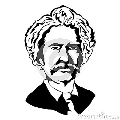 Mark Twain.Vector portrait of Mark Twain Vector Illustration