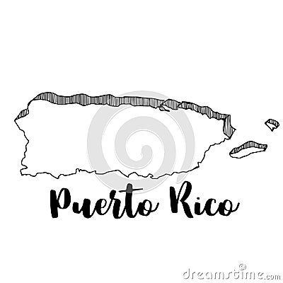 Hand drawn of Puerto Rico map, illustration Stock Photo