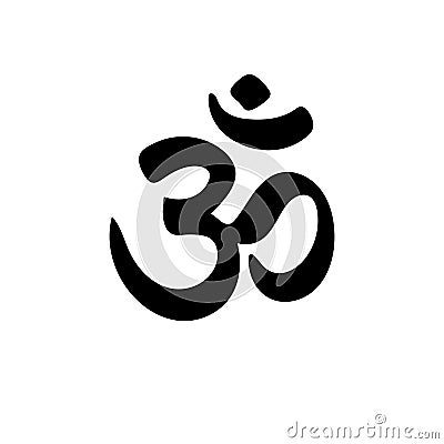 Hand drawn raster Om icon. Yoga studio logo. Stock Photo