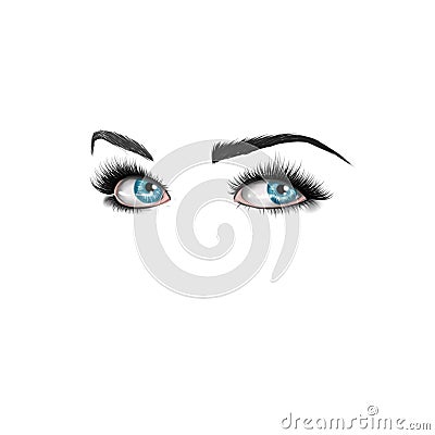Hand drawn Realistic Illustration of woman blue eyes Stock Photo