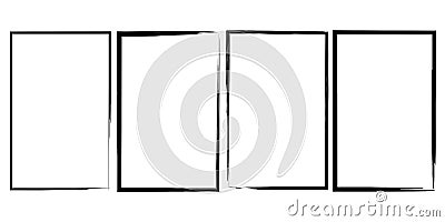 Hand drawn rectangular frame. Brush rectangle. Scrub the border. Rough sketch of a rectangle. Vector illustration Vector Illustration