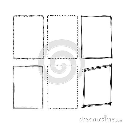 Hand drawn rectangular frames. Vector Illustration