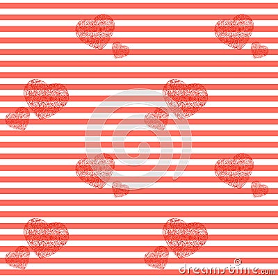 Hand drawn heart seamless pattern. Striped vector illustration Cartoon Illustration