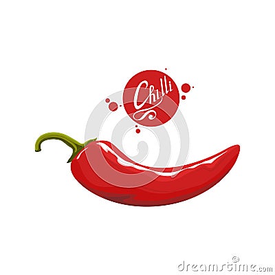 Hand drawn Red hot pepper. Spicy ingredient. Chili logo. Spice Hot Chili Pepper isolated on white background. Natural healthy food Stock Photo