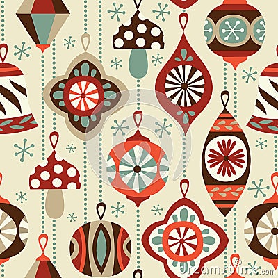 Vintage Christmas ornaments seamless vector background. Vector Illustration