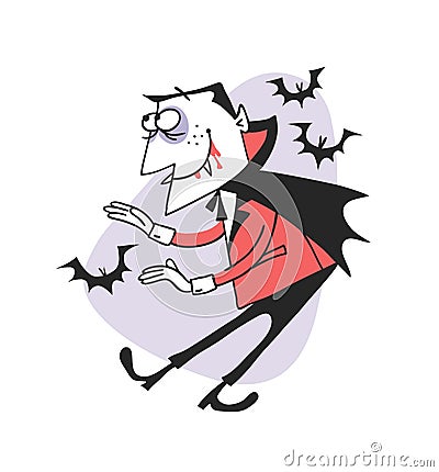 Hand drawn Retro illustration Halloween Character. Creative Cartoon art work. Actual drawing Holiday People. Artistic isola Cartoon Illustration