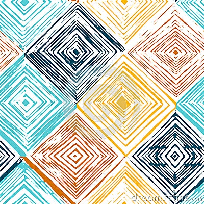 Hand drawn rhombus seamless pattern Vector Illustration