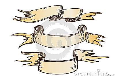 Hand drawn ribbons vector illustration. Vector Illustration