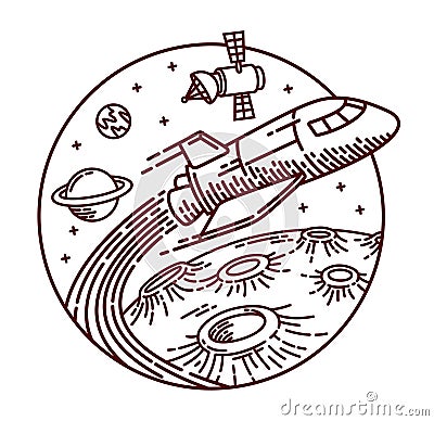 Hand drawn rocket adventure vector Vector Illustration