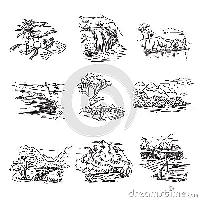 Hand drawn rough draft doodle sketch nature Vector Illustration