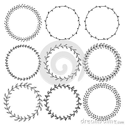 Hand drawn round frames, circle ornaments Vector Illustration