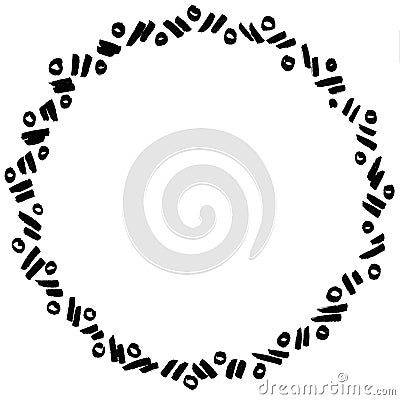 Hand Drawn Round Isolated Black Ink Frame Stock Photo