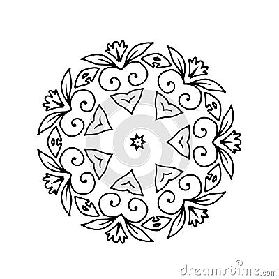 Hand drawn round ornamental contour mandalas, coloring books Vector Illustration