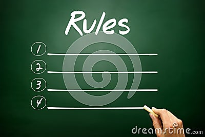 Hand drawn RULES blank list concept on blackboard Stock Photo