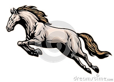 Hand drawn of running mustang horse Vector Illustration