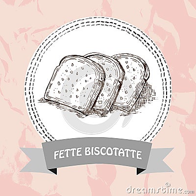 Hand drawn rusk bread Vector Illustration