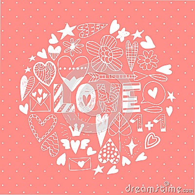 Hand drawn saint valentine day doodle icon set Vector Illustration