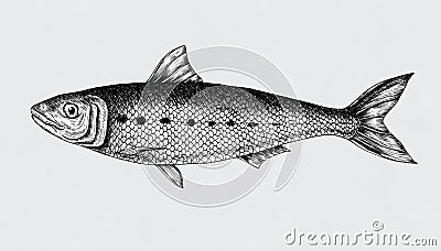 Hand drawn sardine fish illustration Cartoon Illustration