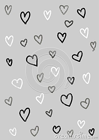 Hand drawn Scandi styled heart pattern design Vector Illustration