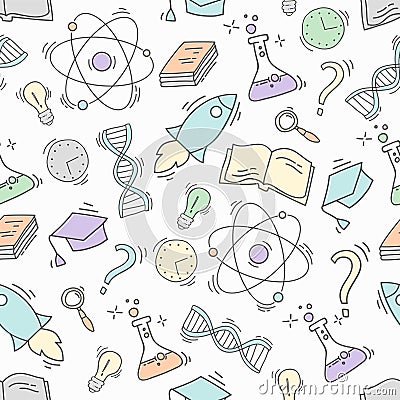 Hand Drawn Science seamless pattern Vector Illustration