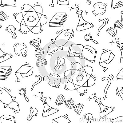 Hand Drawn Science seamless pattern Vector Illustration