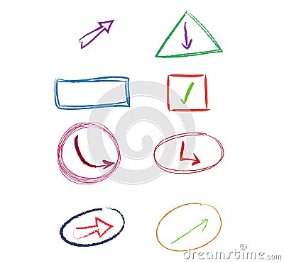 Hand Drawn Scribble Annotation Markers Vector Illustration