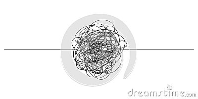 Hand drawn scribble chaotic scrawl doodle line. Abstract tangled continuous thin linear. Vector illustration Isolated on Vector Illustration