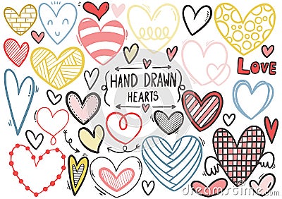 0073 hand drawn scribble hearts Vector Illustration