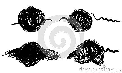 Hand drawn scribble sketch circle object. Tangled grungy round scribble Vector Illustration